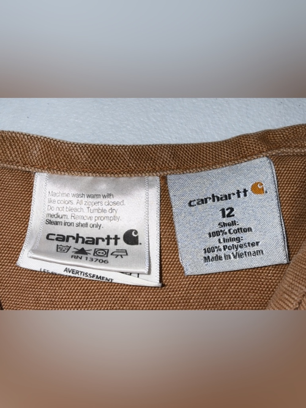 Carhartt Boys Size 12 Brown Duck Canvas Overalls Knee Pad Inseam 25 Workwear - Picture 11 of 11